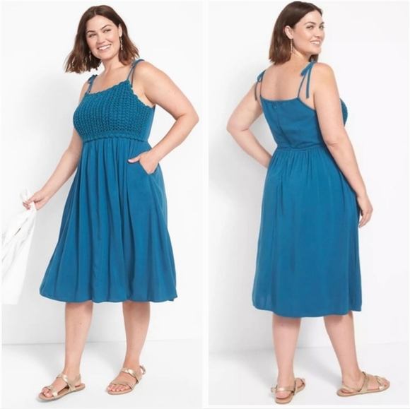 Lane Bryant Dresses & Skirts - Lane Bryant Tie Shoulder Sun Dress with Pockets NWT Size 14
